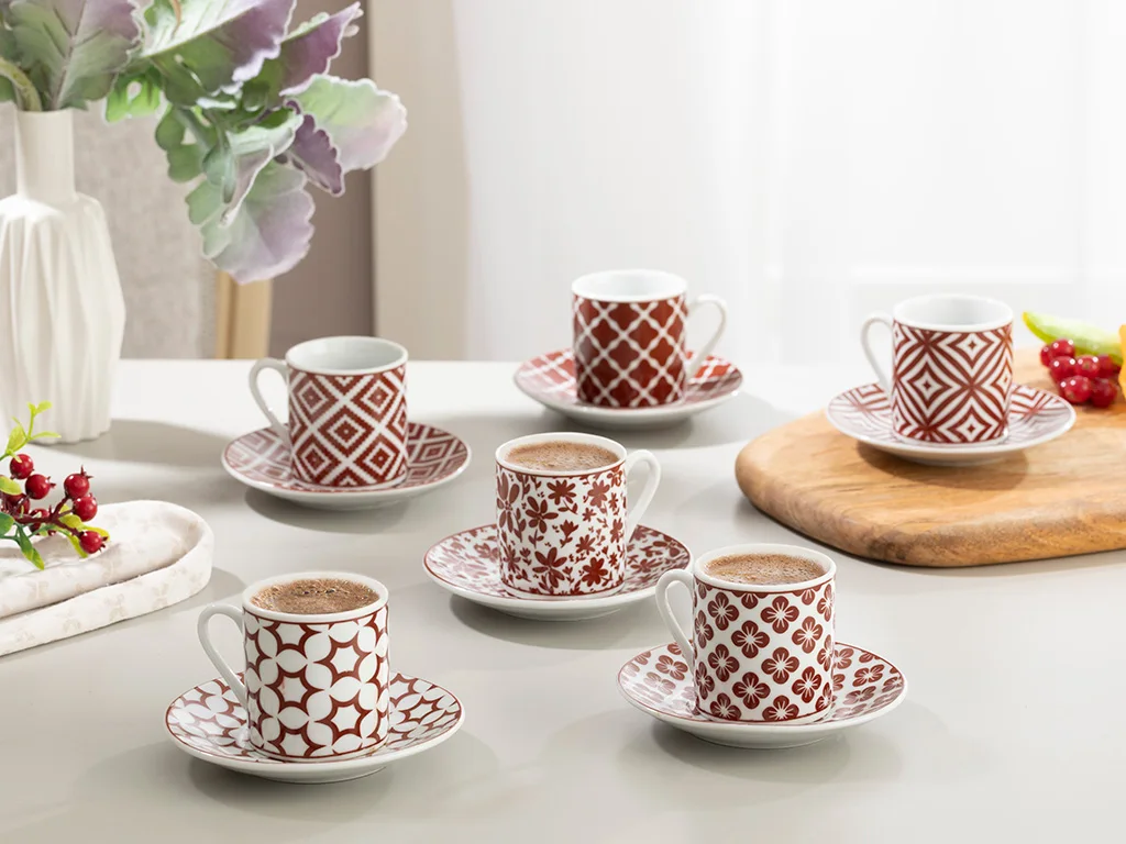 

Bella Porcelain 12 Piece Coffee Cup Set 80 Ml Navy-Black-Red / home kitchen table tea coffee glass porcelain