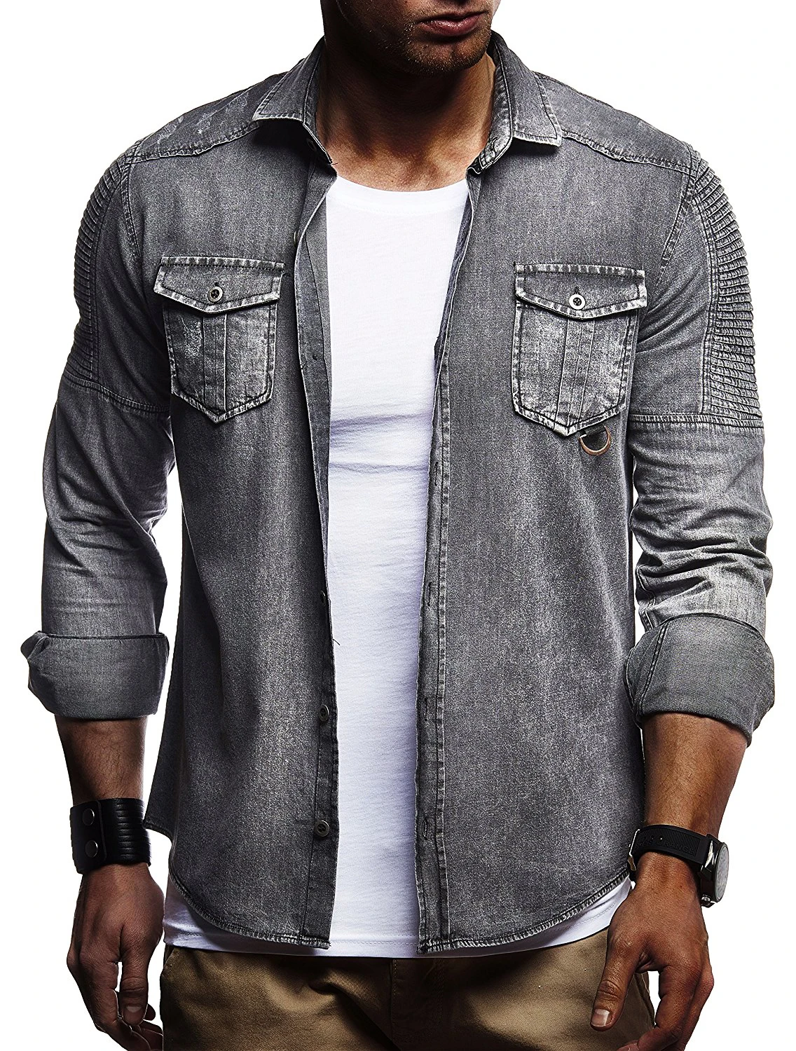 Men's Shirt Long Sleeve Denim Shirt Hawaiian Social Button Up Cardigan Blouses Wholesale Single Breasted Turn-down Collar Broad