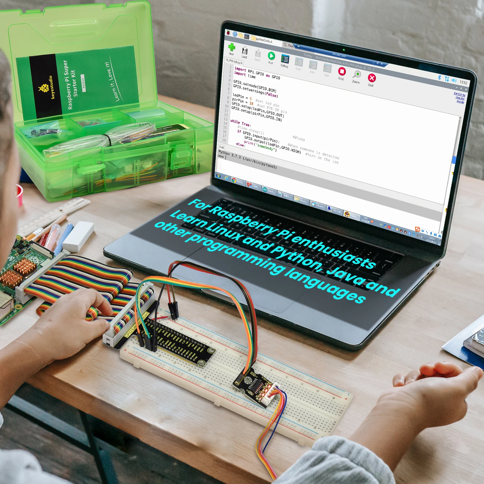 Базовый супер стартовый набор Keyestudio для Raspberry Pi 4B полный самостоятельной сборки
