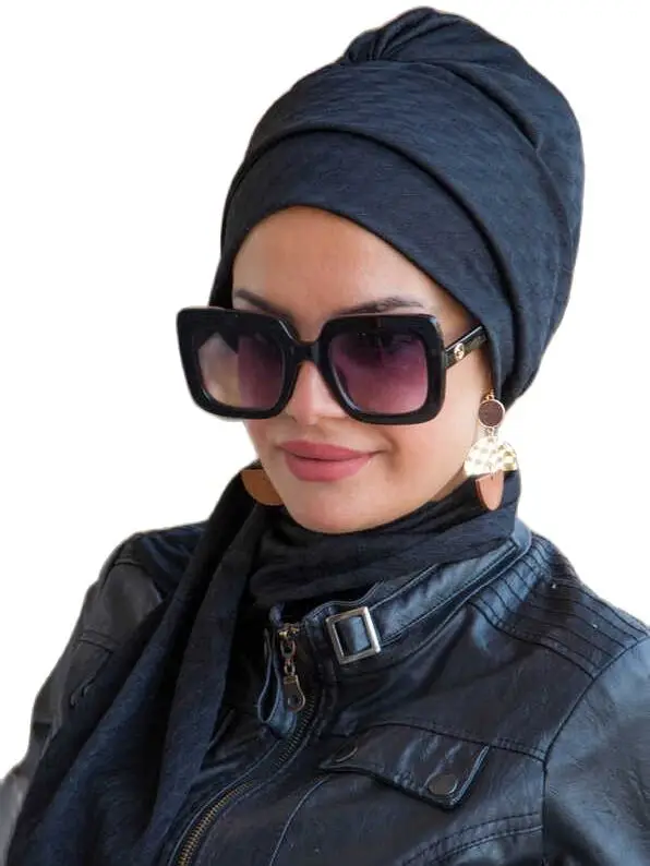 

Turkey-Indıa-Arab Autumn-Winter Islamic Turban Ready Practice Shawl Bonnet Weft Muslim Headscarf Broken Black Color Scarf Tricot Muslim Hijab Comfortable Use Sweat Proof Luxury Fashion Elegant Design Trend