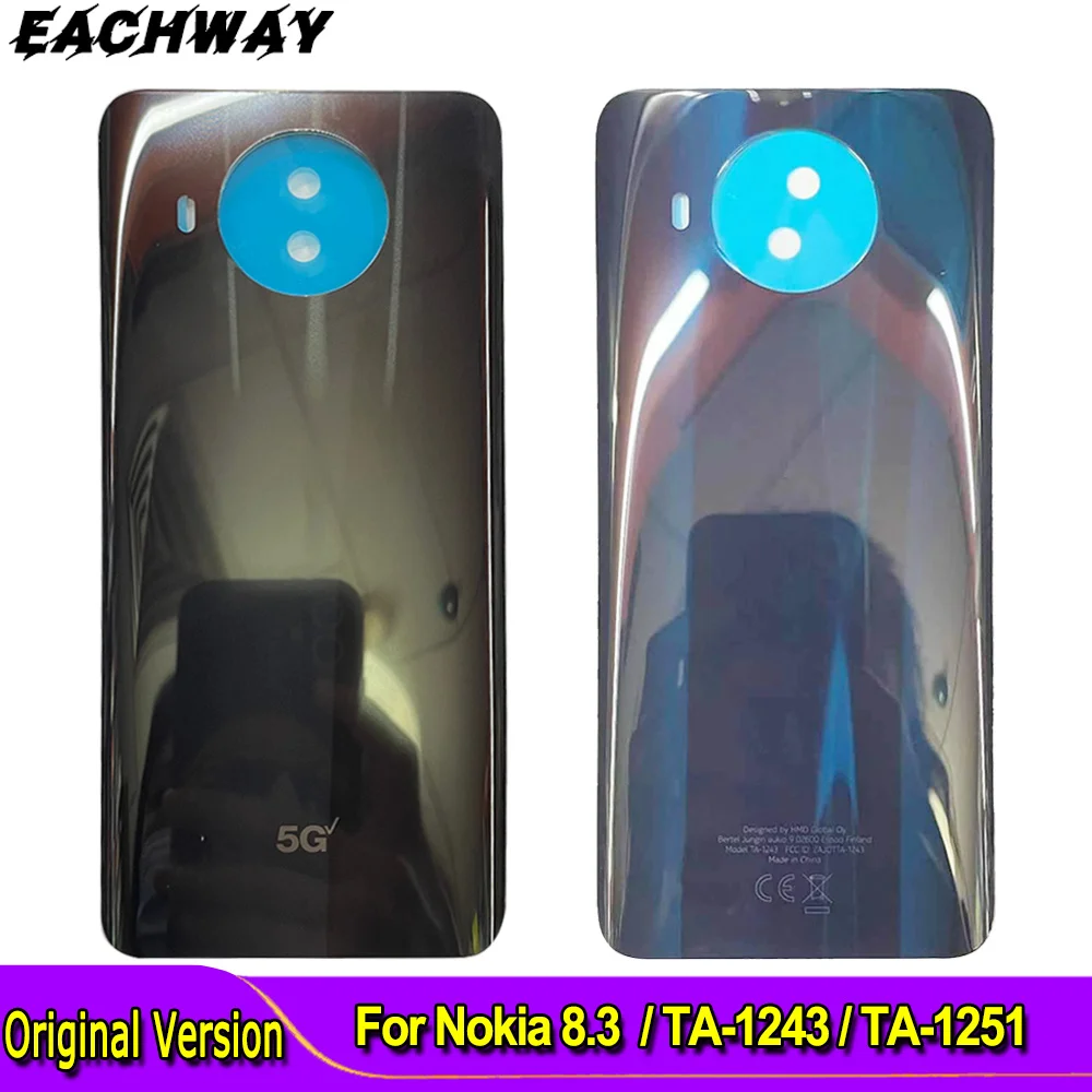 

New Original For Nokia 8.3 5G Battery Cover TA-1243 Back Housing Case For Nokia 8.3 Rear Door Glass Panel TA-1251 Battery Cover