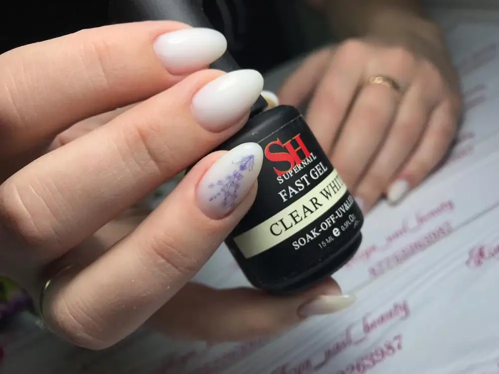 15 мл гель для наращивания ногтей SUPER NAIL FAST GEL белый прозрачный УФ маникюрный|Гель