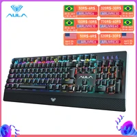AULA RGB Gaming Mechanical Keyboard Blue Black Switch Wired Backlit Keyboard 104 Keys Anti-ghosting for Laptop Desktop Gamer