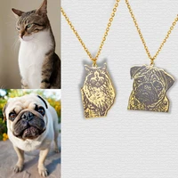custom pet picture engrave necklace for women personalized photo cat dog pendant necklaces gothic jewelry memory birthday gift