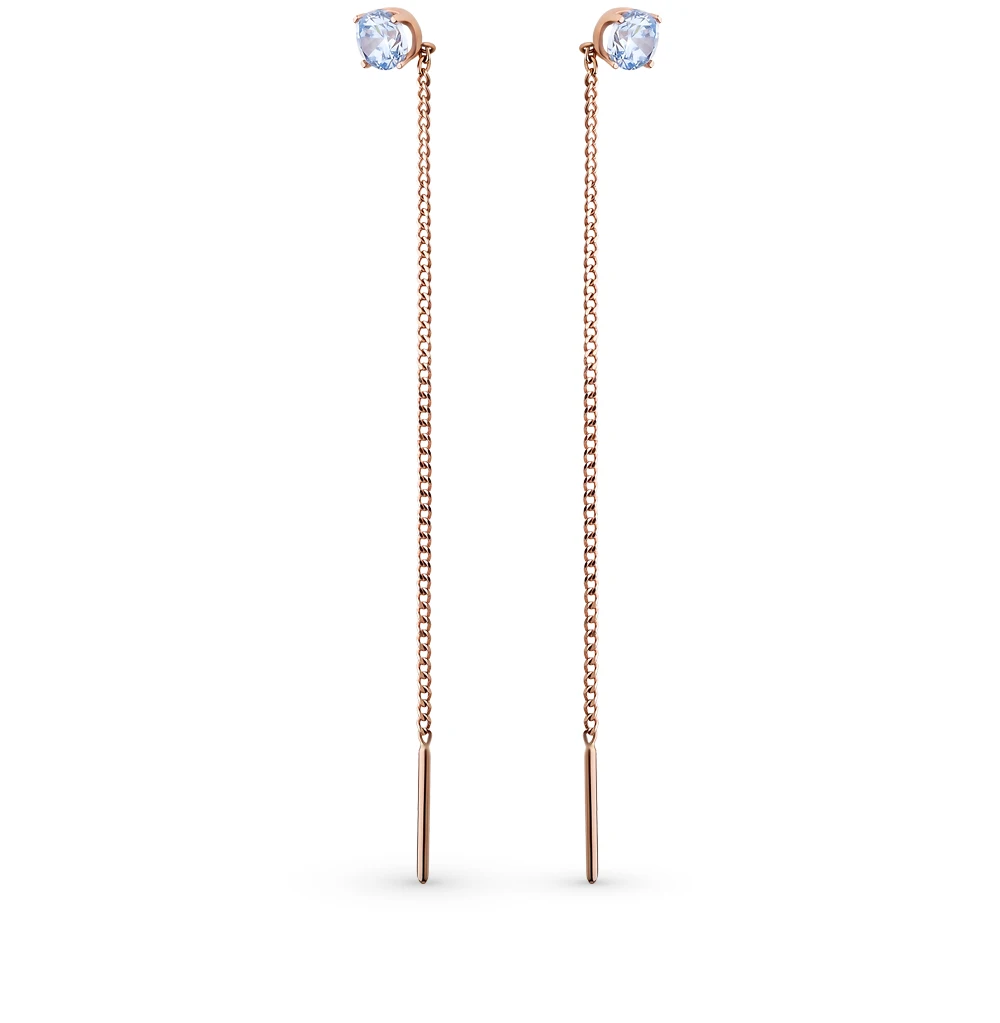 Золотые серьги с фианитами SUNLIGHT проба 585 |