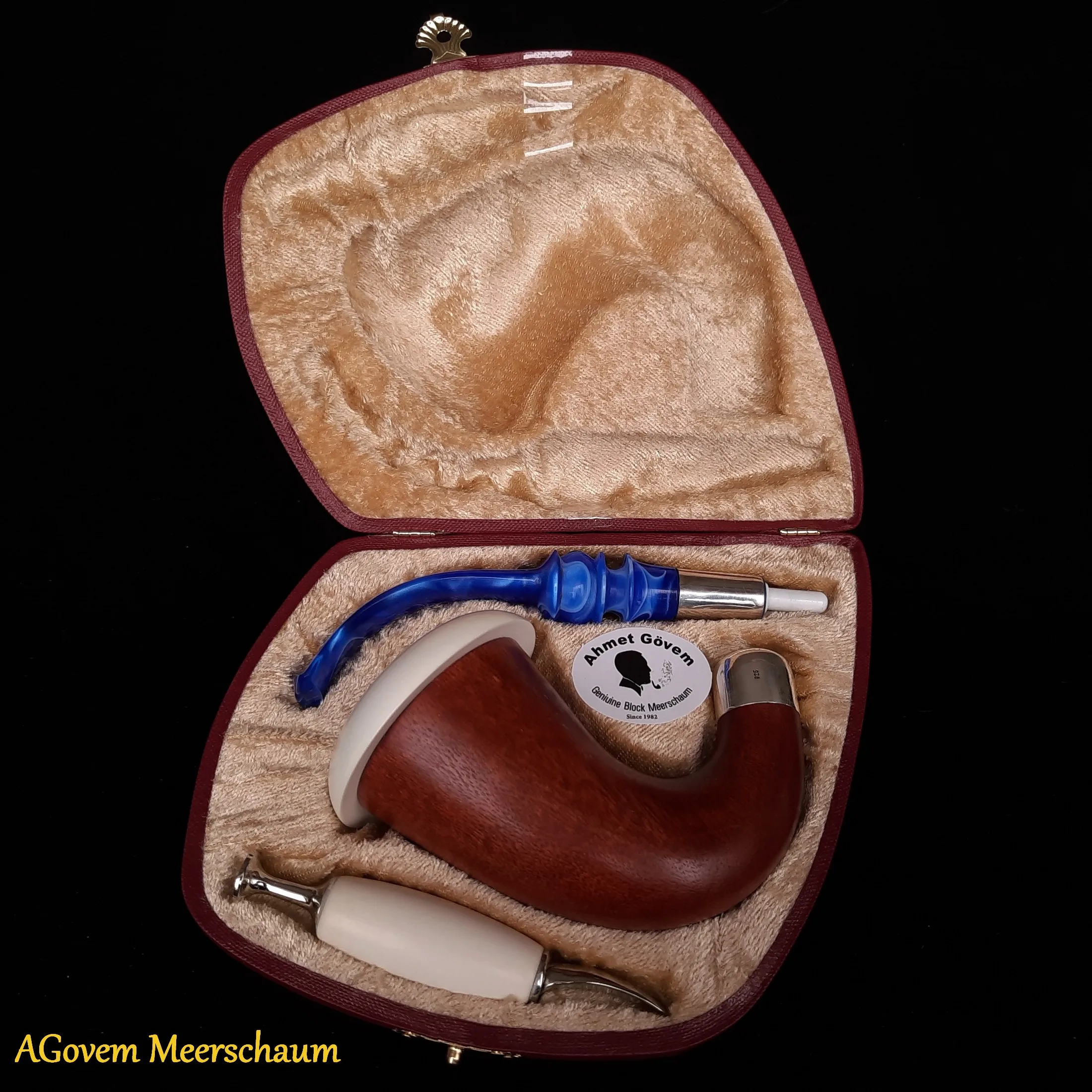 

AGovem Calabash Block Meerschaum Smoking Tobacco Pipe Corn Cob Briar Wood Bowl Dunhill Antique Vintage Estate Peterson AGM-288