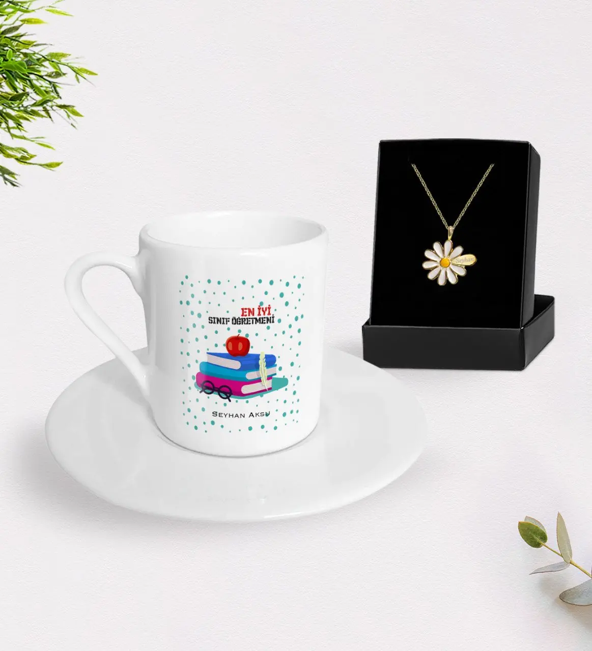 Персонализированные лучший классного чашка для кофе по турецки и ожерелье