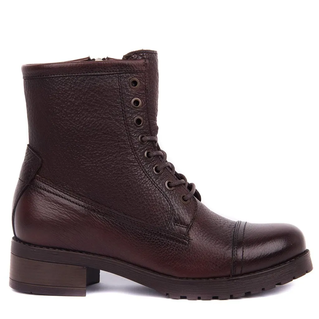 

Sail Lakers-Brown Lady Zipper Leather Boots