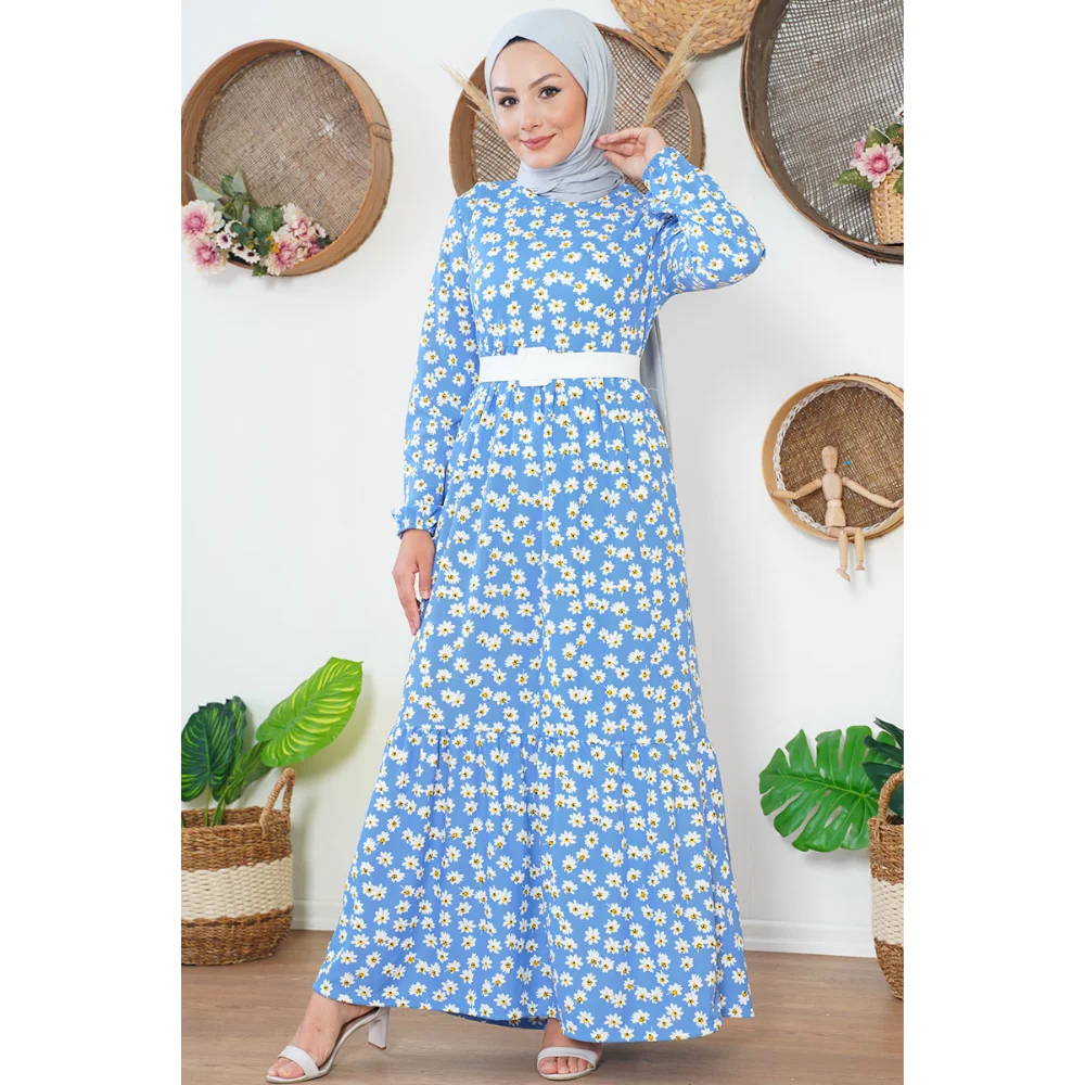 Daisy Patterned Dress muslim dress women abaya kaftan modest dress abayas for women abaya turkey turkish dresses abayas for wome