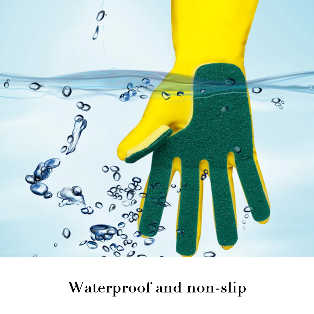 

Kitchen Household Dish Washing Cleaning Gloves Latex Sponge Cleaning Gloves Waterproof Non-Slip