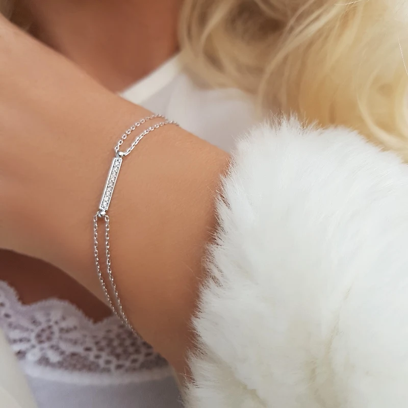 

Vaoov 925 пробы Silver браслет-пруток
