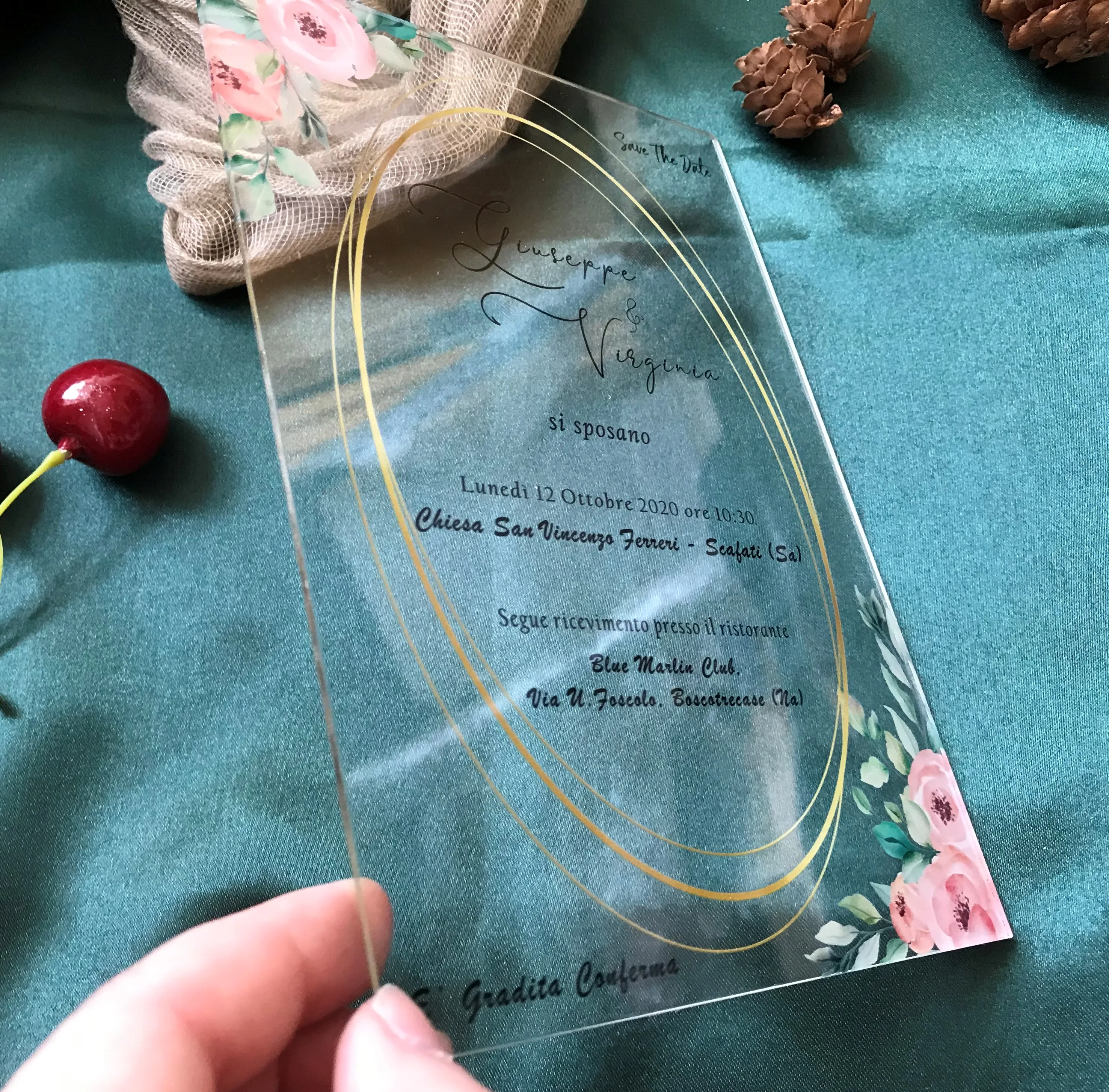 Бесплатная доставка 10 шт. акриловых свадебных приглашений с индивидуальным