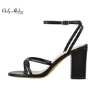 Сандалии Onlymaker Женские на высоком каблуке, шлепанцы, матовые черные босоножки с круглым открытым носком, с ремешком вокруг щиколотки, с перекрестной завязкой, на массивном каблуке