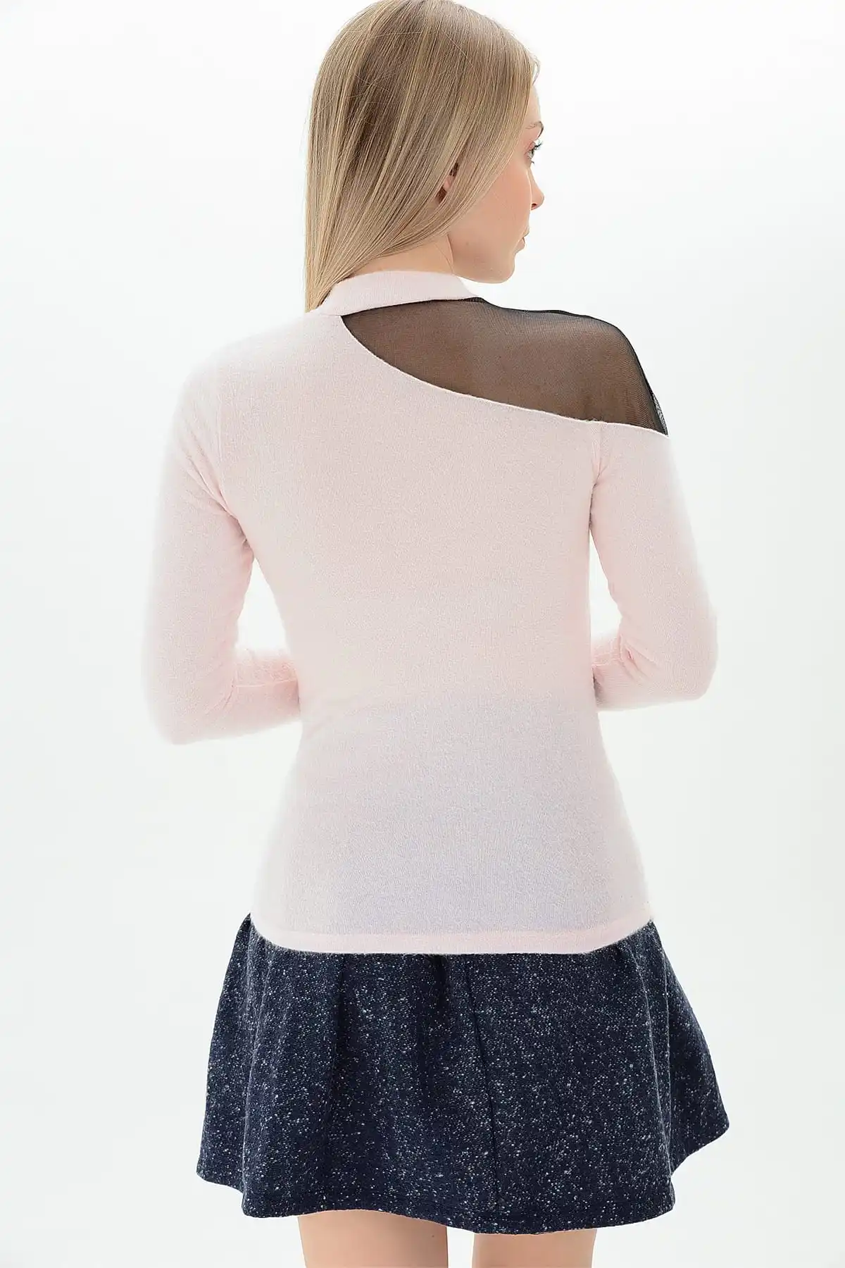 Хлопковое настроение Женская пудра ресницы тек Шул тюль с жемчугом блузка