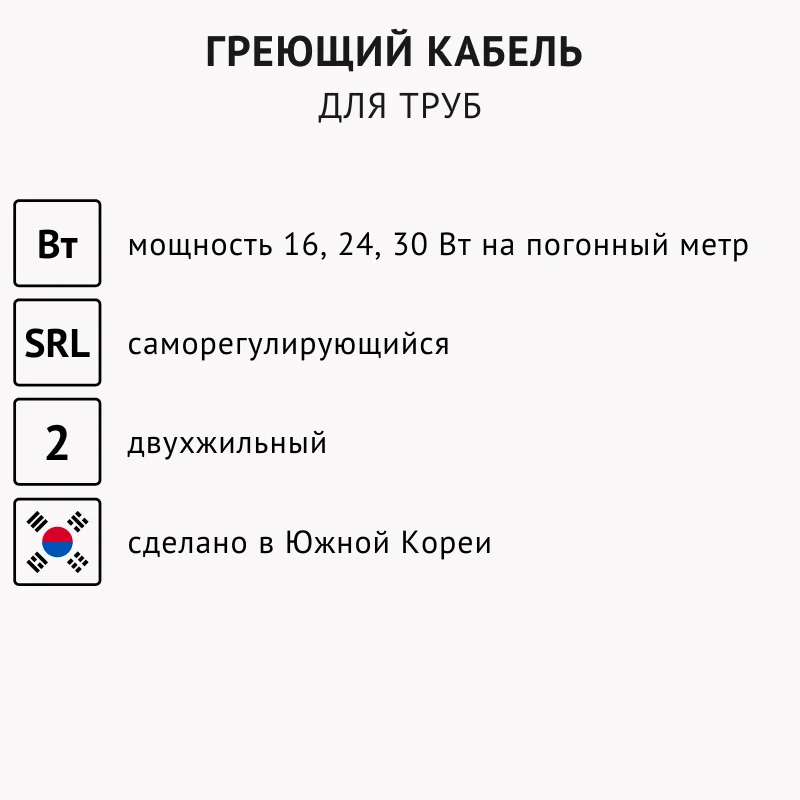 Греющий кабель EASTEC SRL 16 2 саморегулирующийся без оплетки для обогрева труб