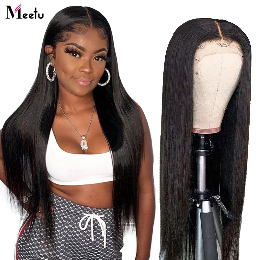 

Meetu Bone Straight 5x5 HD Lace Closure Wig Human Hair Transparent Lace Frontal Wig Malaysian Pre Plucked Lace Wigs for Women