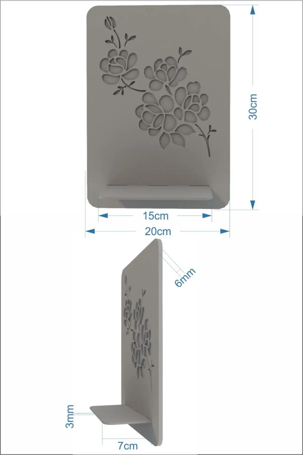 

3-Piece Decorative Wall Shelf with Flowers Oak Red 3D Wall Wood Wall Decoration Decor New Style Your Home Office Art Decoration