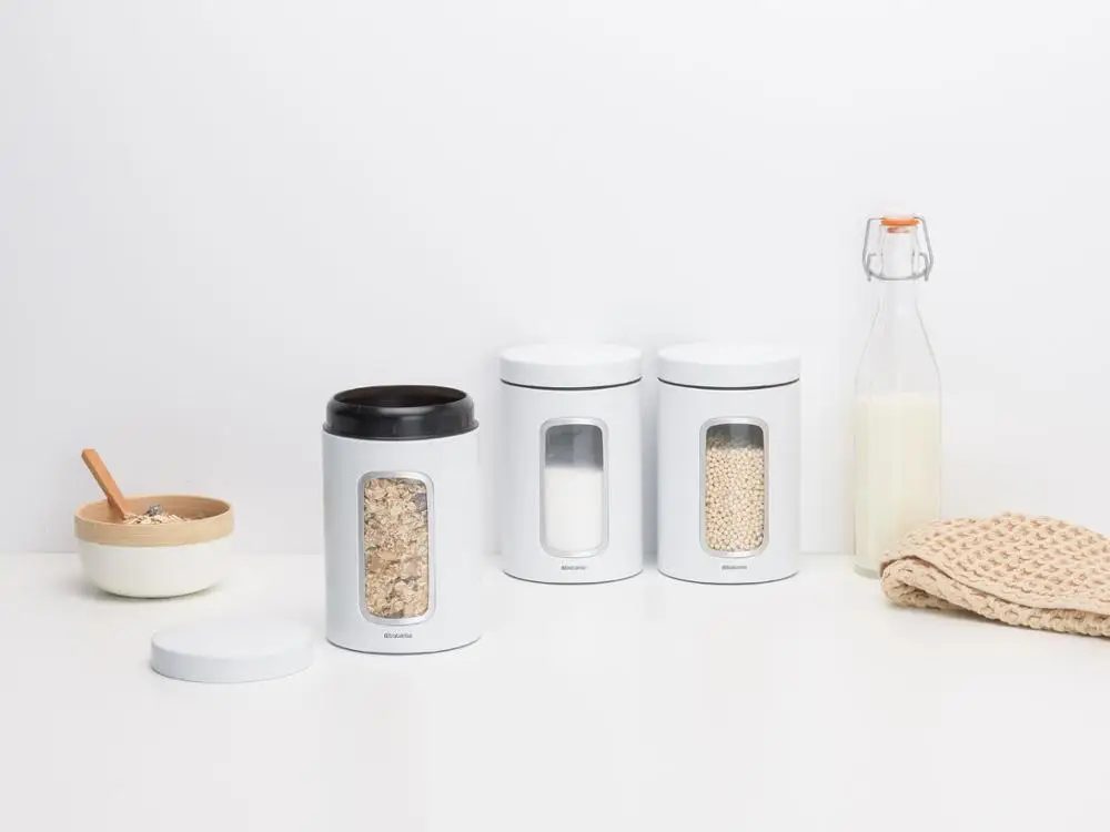 Набор контейнеров Brabantia с окном 1 4л 3 предмета белый 306068|Бутылки и банки для