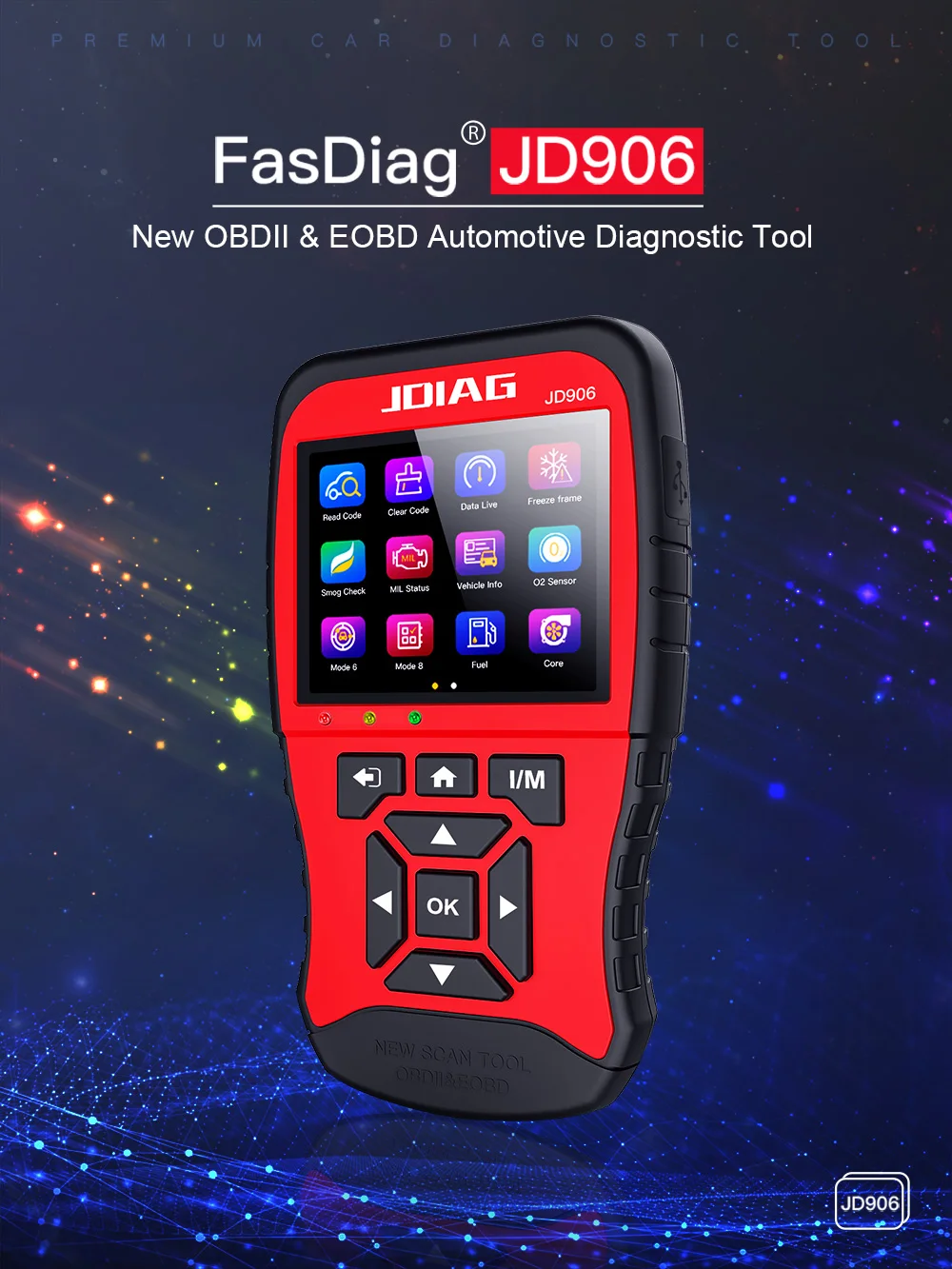 JDiag JD906 Профессиональный obd2 Автомобильный сканер автомобильный диагностический инструмент полная система обновленный код считыватель OBD2 сканер JD906