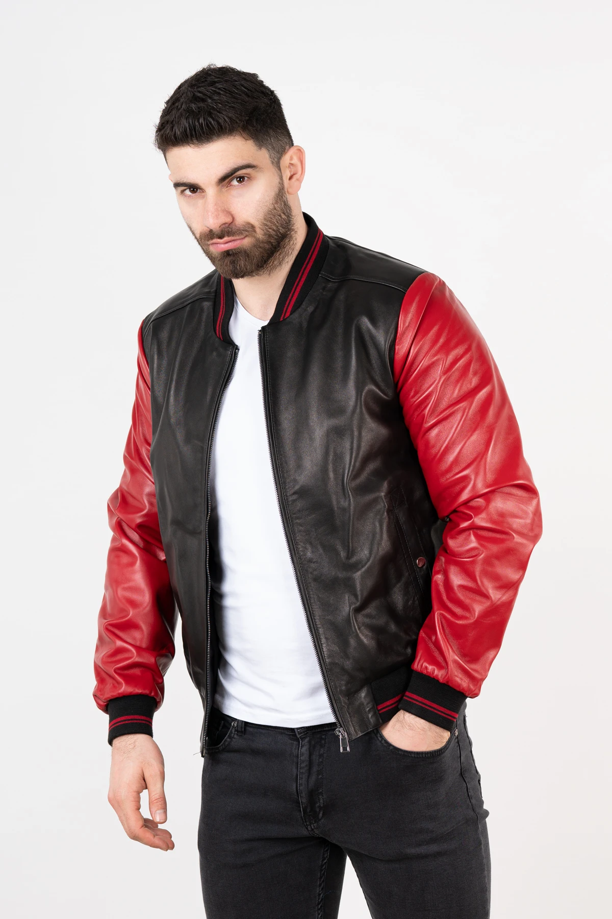 

Mens Genuine Leather Jacket Quality Sport Flight Clothes A2 Red Moto Biker Natural Sheepskin Bomber Coats Outerwear 2021spring