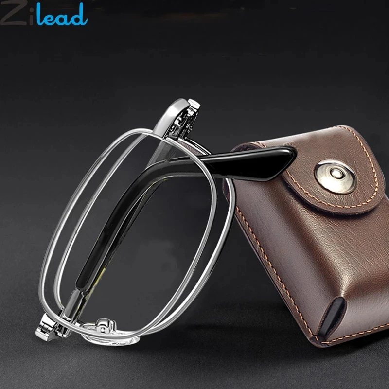 

Zilead Design Reading Glasses Men Women Folding Presbyopia Spectacles Portable Metal Hyperopia Eyeglasses With Case+0.5to+4.0