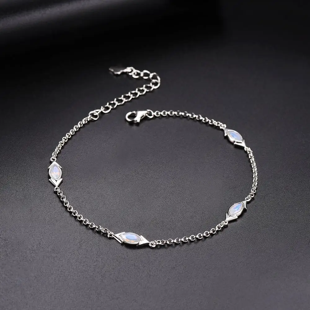 

Hutang Solid 925 Sterling Silver Bracelet 7.25" Opal bracelet for Women Girl Fine Fashion Elegant Jewelry