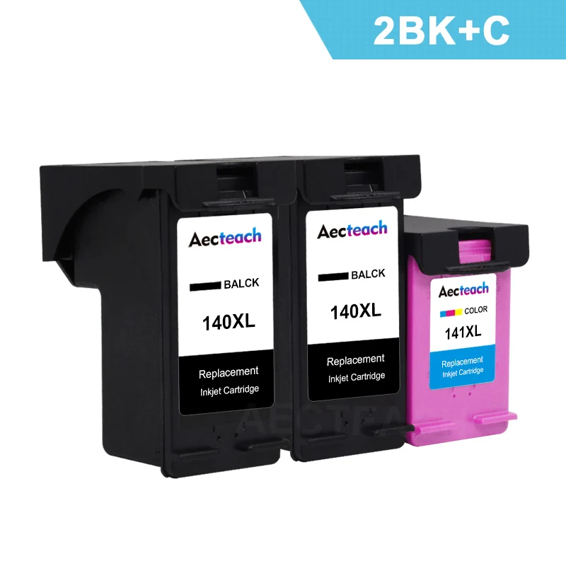 2 x Black 1 X Color Aecteach сменный картридж для hp 140 141 XL Photosmart C4583 C4283 C4483 C5283 D5363 Deskjet D4263 принтер - Цвет: 2 x Black 1 X Color
