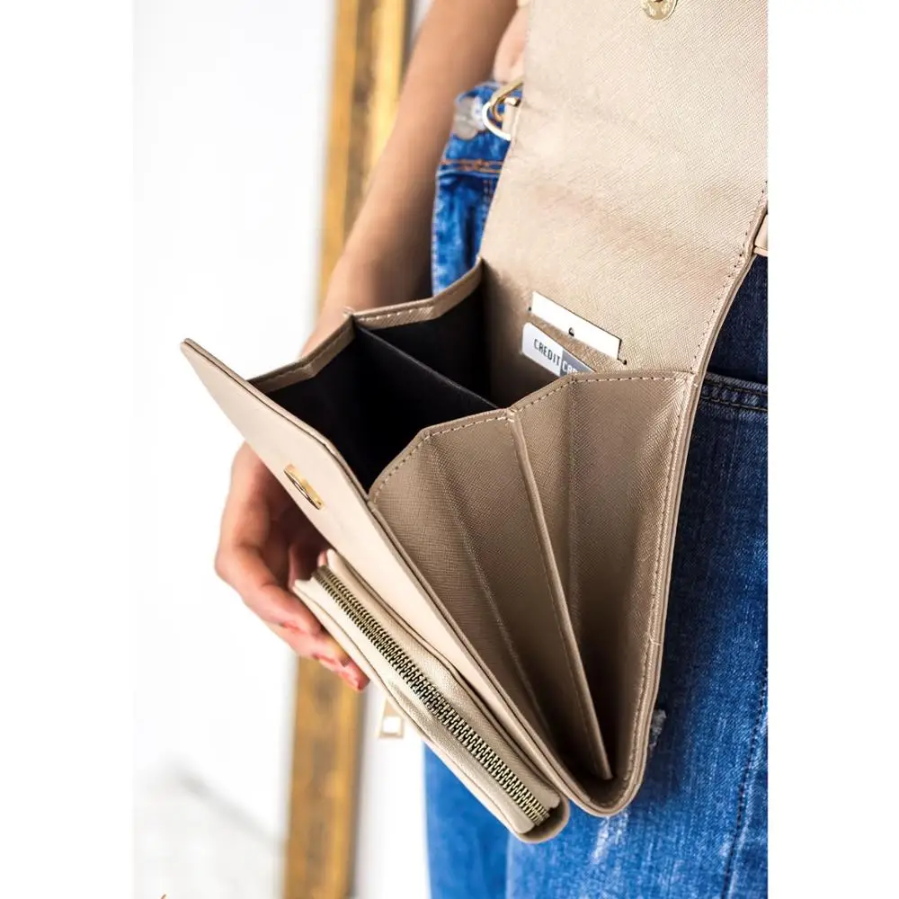 

Mink Color Chain Small Fashion Women Lady Crossbody 2 Compartments Hand and Wallet Bag and Magnetic Quality Cover For Password