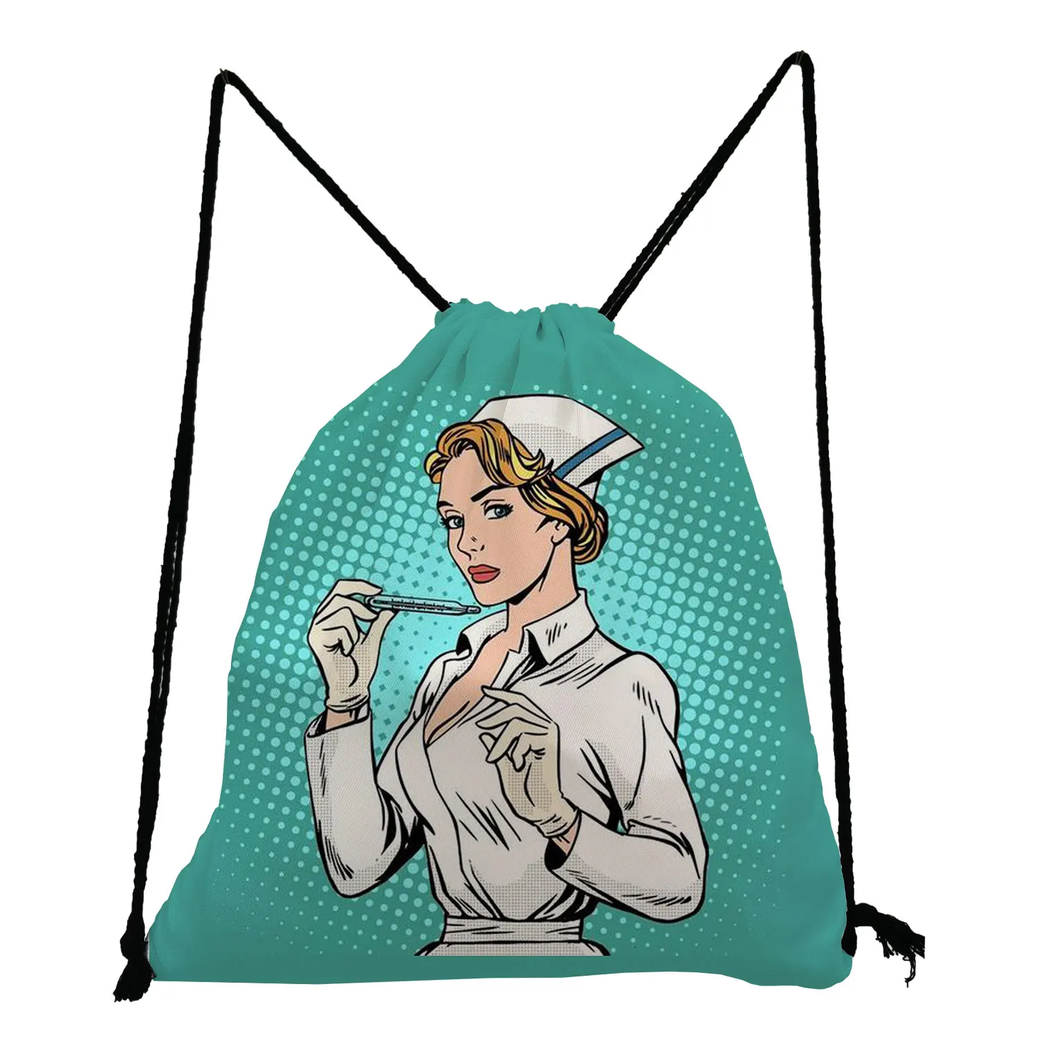 

Green Thermometer Nurse Printed Softback Bag High Capacity Shoes Bag Unisex Travel Storage Bag School Teenage Boys Girls Bookbag