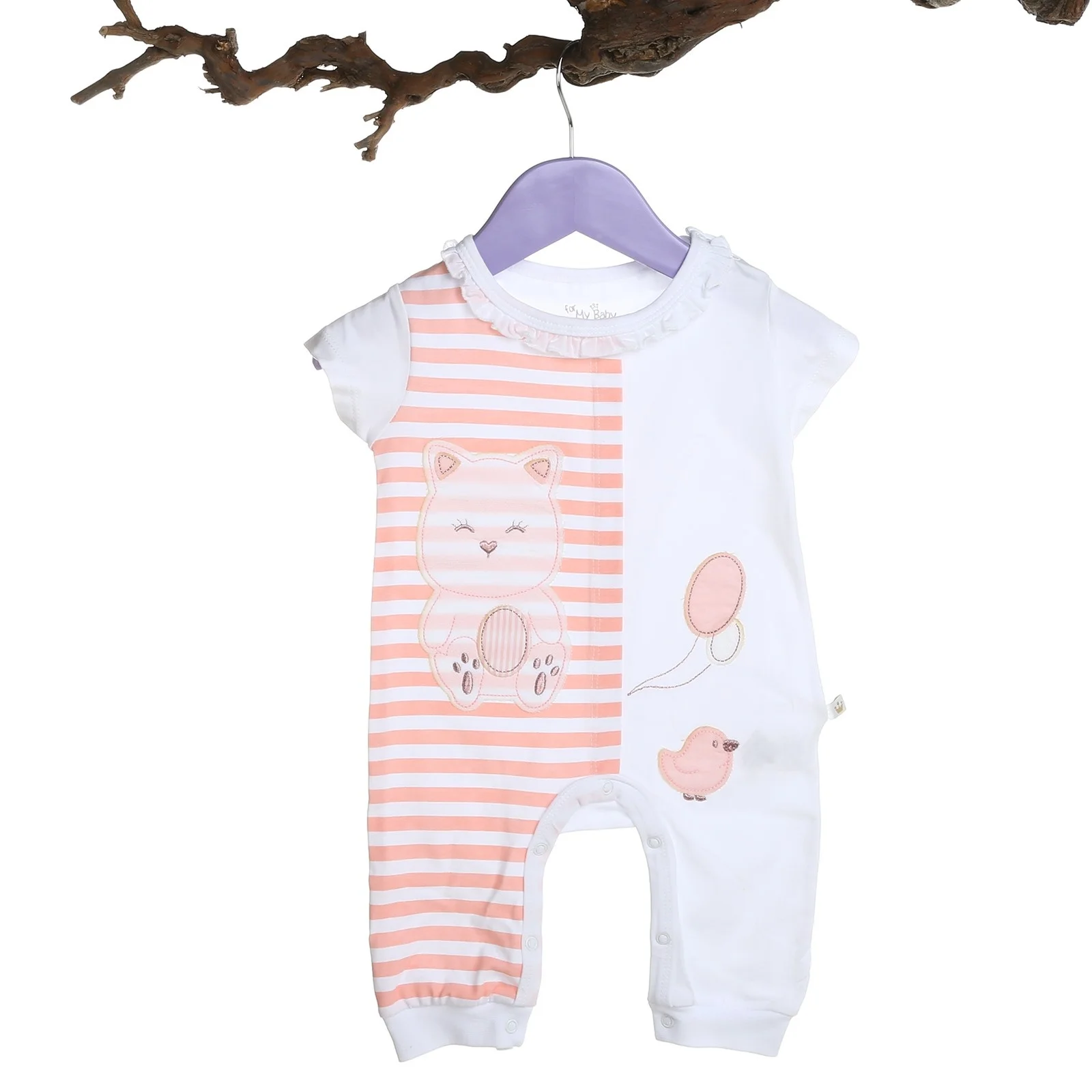 Ebebek/розовый короткий комбинезон с оборками на шее для маленьких девочек| |