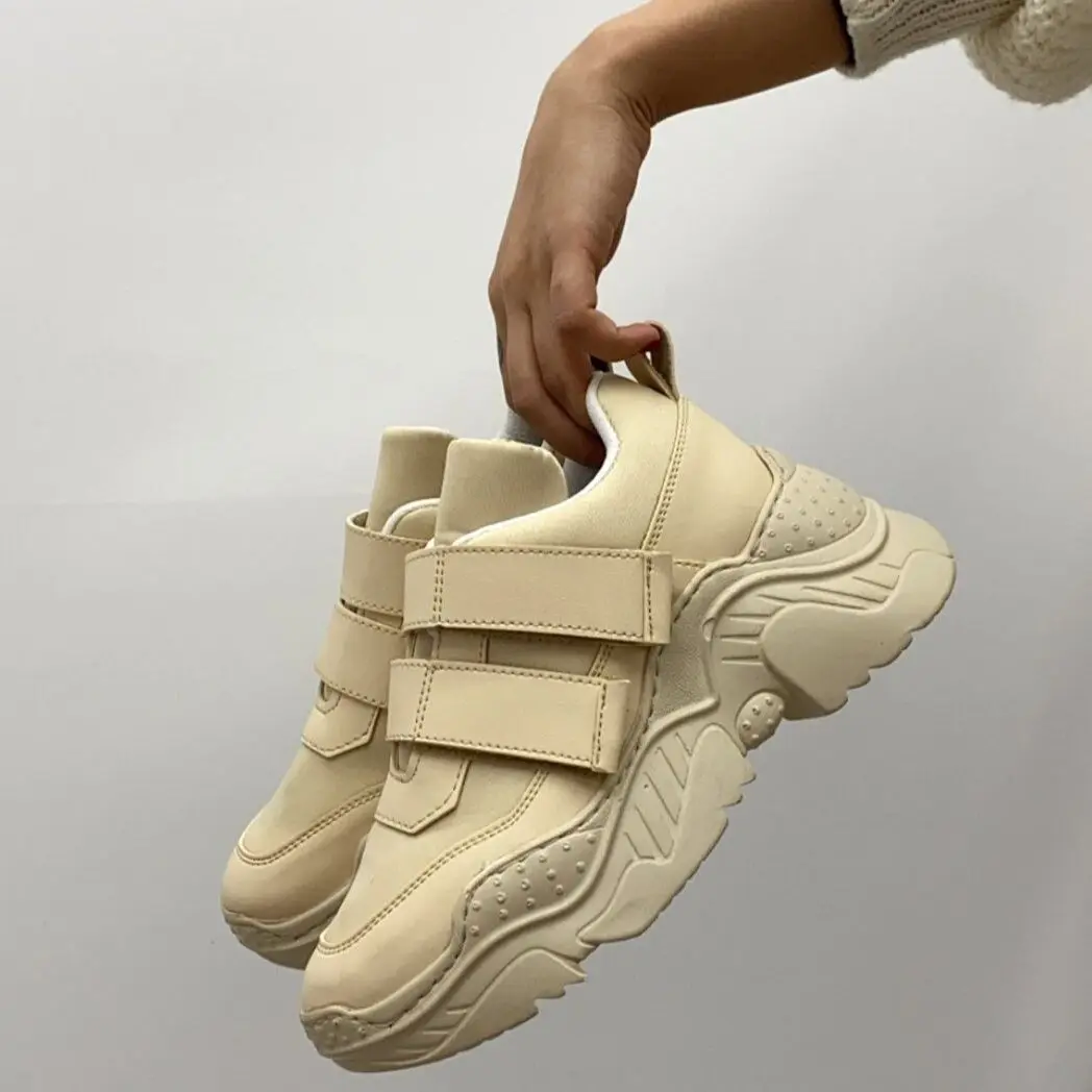 

Womens Sneaker Casual Breathable PU Leather Platform Sport Velcro Shoes Fashion Walking Ladies Shoe Sneakers 2021 Spring Autumn