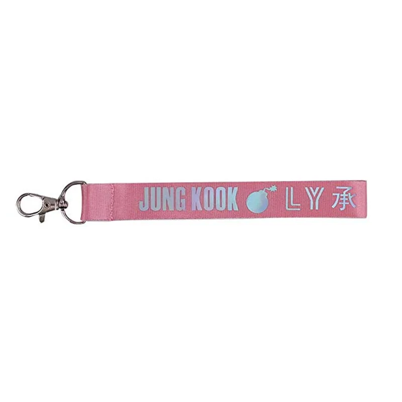 KPOP брелок лазерный Bangtan мальчиков шнурок любовь себя порвать ее Ким Tae Hyung JIMIN JUNGKOOK SUGA брелок, цепочка для ключей J-HOPE RM V - Цвет: JK PINK