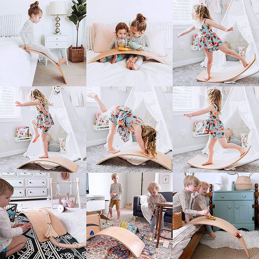 Детская деревянная балансировочная доска Детские изогнутые игрушки для йоги