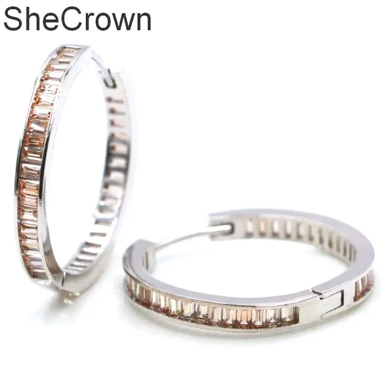 30x4 мм нарядное SheCrown круг светло-коричневый топаз женские свадебные серебряный кулон