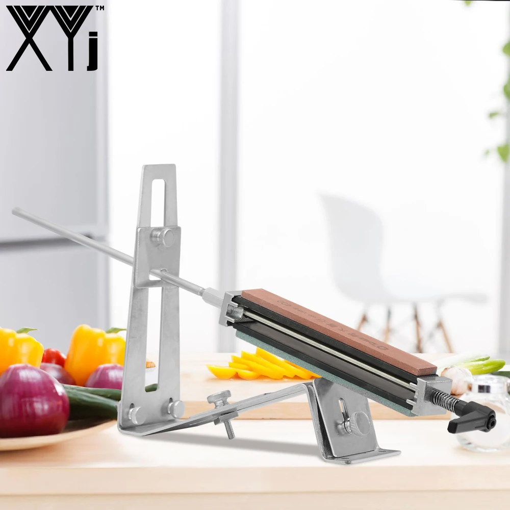 

Точилка для ножей, профессиональная точилка для ножей из железа и стали, кухонная система заточки, фиксируемый угол, с 4 точильными камнями