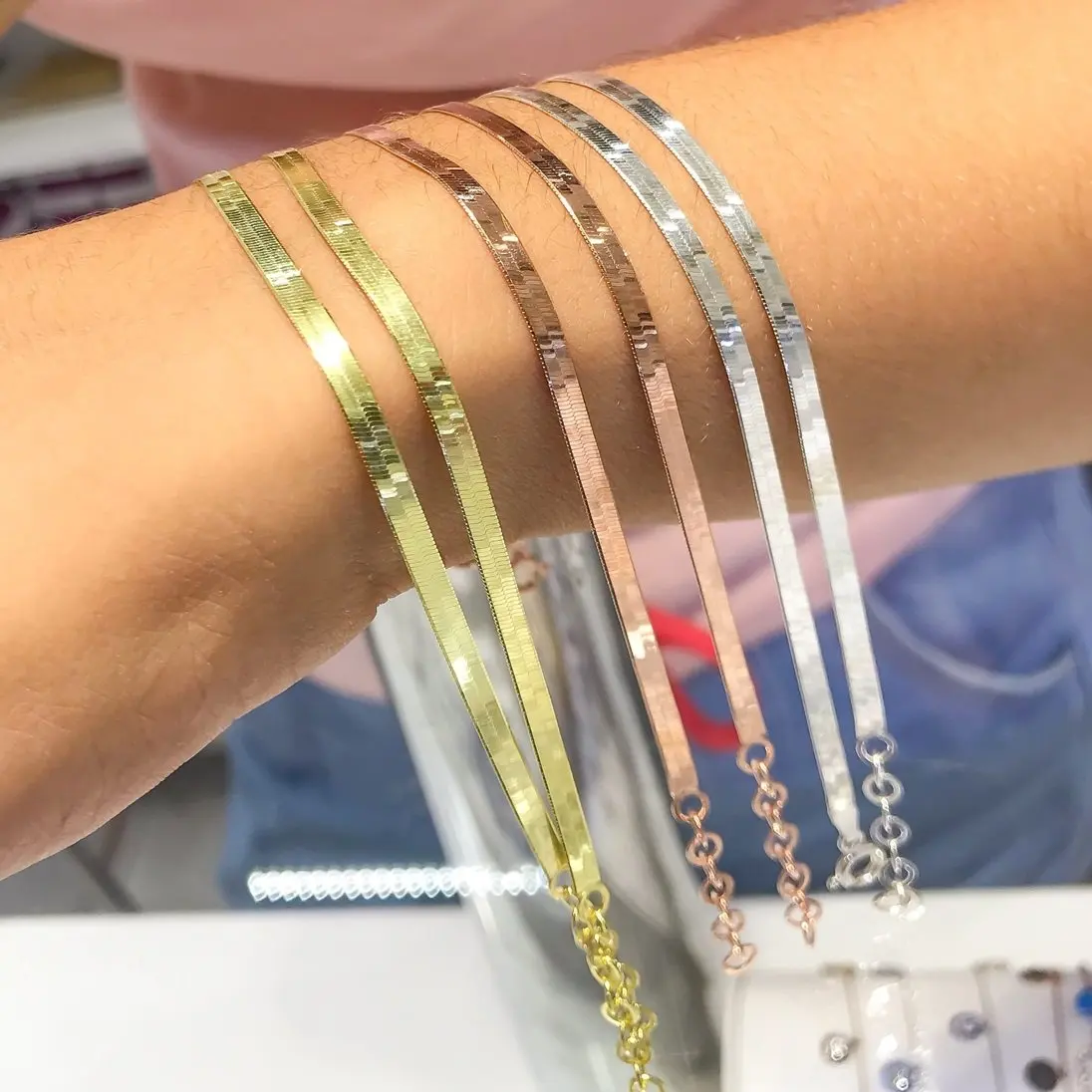 

Flat Chain Rihanna Silver Bracelet Gold Silver Rosegold
