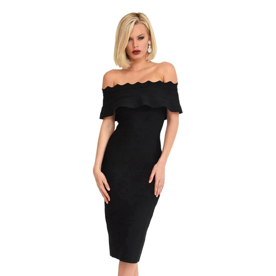 Женское облегающее платье с открытыми плечами LEGER BABE элегантное черное вечернее