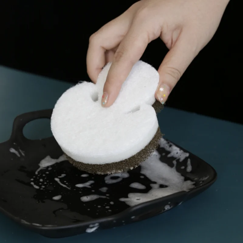

Kitchen thickened three-layer cute pattern sponge scrubbing honeycomb sponge pot and dishwashing brush