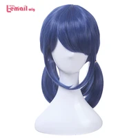 l email wig dark blue cosplay wigs double ponytails straight cosplay wig halloween heat resistant synthetic hair