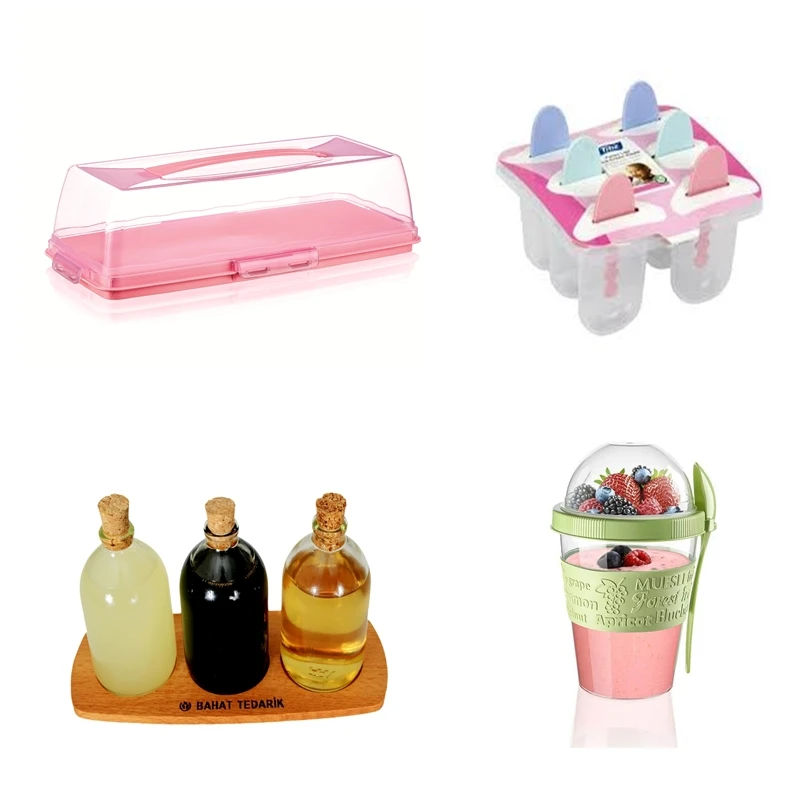 

4 Piece Kitchen Set Cake Dome Spice Ice Cream Yoghurt Container