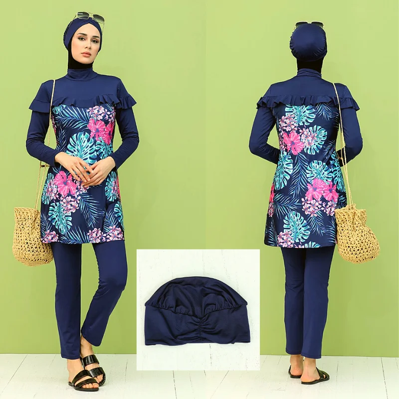 

Women Plus Size 7XL Muslim 3 Pcs Swimsuit Burkinis Modest Clothing Islamic Long Hijab Full Cover Swimwears Pool Beachwear Abaya