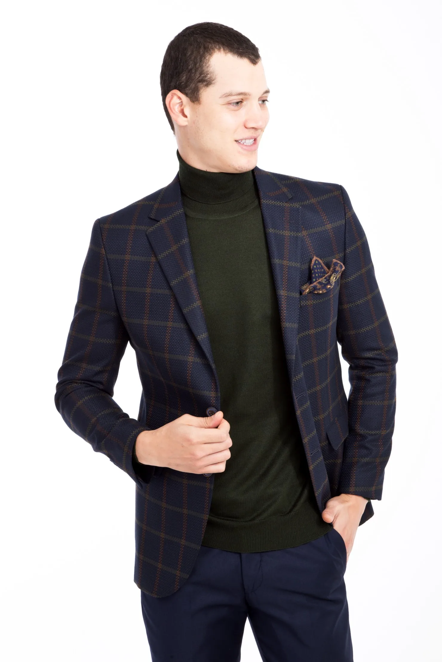 Kigili Slim Fit Повседневный однобортный клетчатый блейзер с 2 пуговицами Easycare