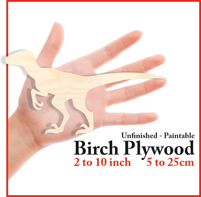 

Velociraptor Silhouette Laser Cut Out Wood Shape Craft Supply Unfinished Paintable