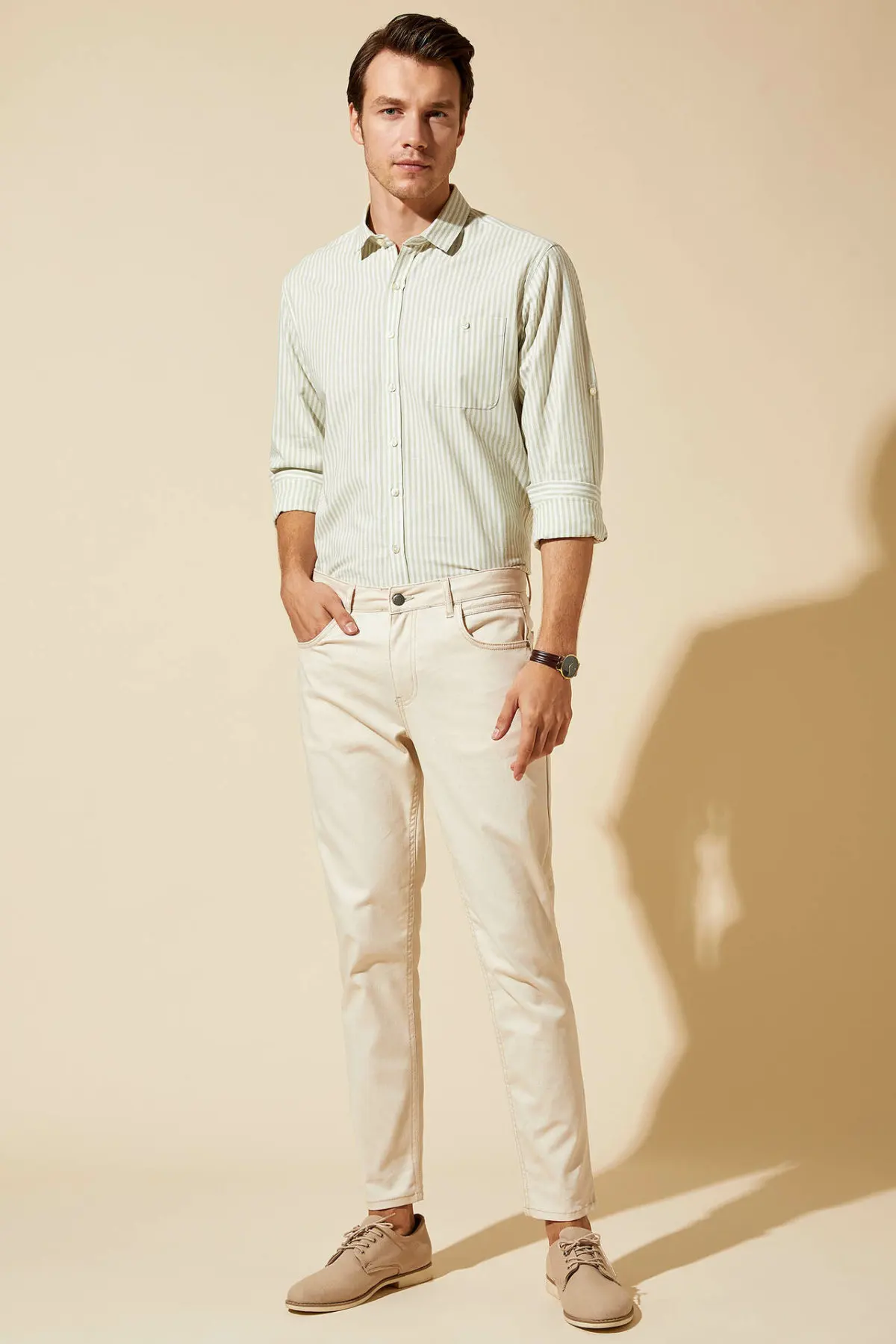 DeFacto мужские летние белые брюки карандаш повседневные длинные облегающие