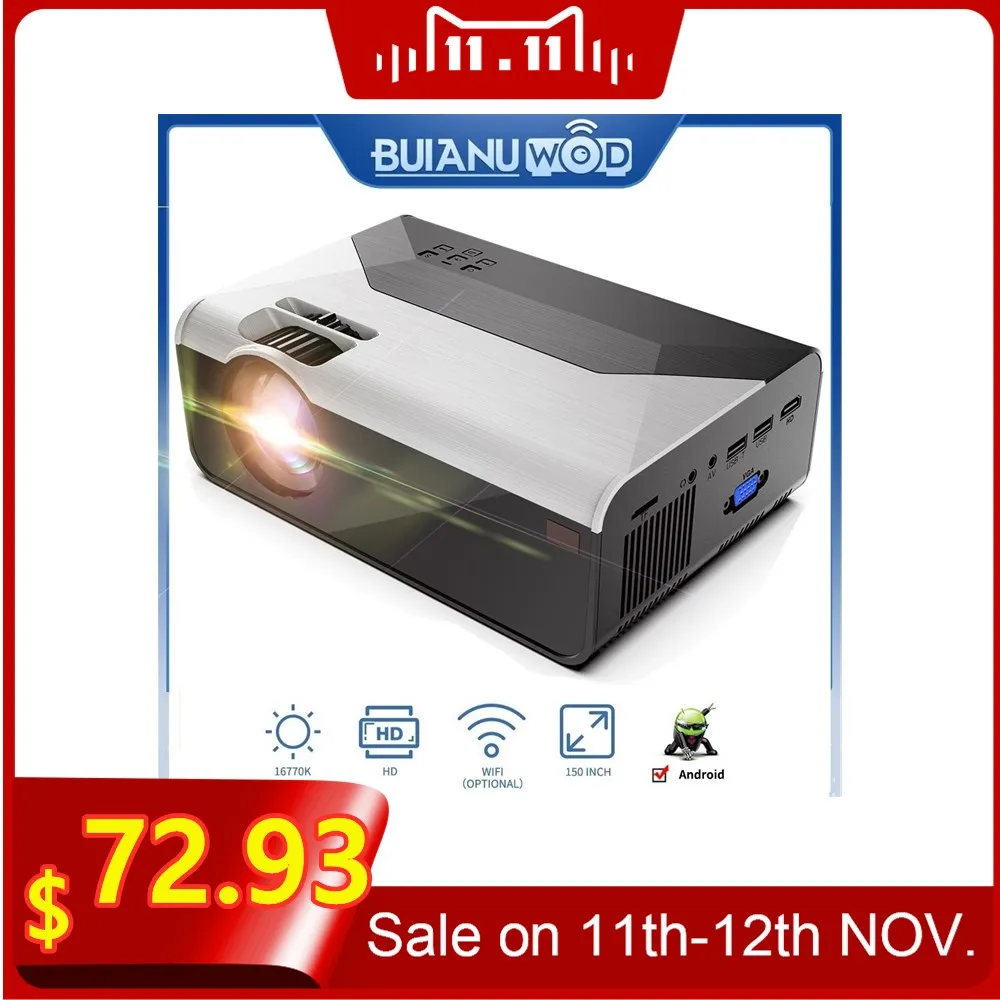 Проектор для домашнего кинотеатра BUIANUWOD G08 480P/720P светодиодный 150 ''Full HD 1080P WIFI