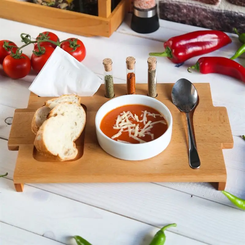 Деревянный лоток для супа с ручкой|Другая посуда| |