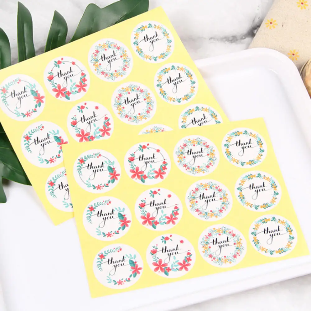 1 sheet Round Colored Garland Thank You Seal Sticker Kraft Paper Packaging Label Supplies | Дом и сад
