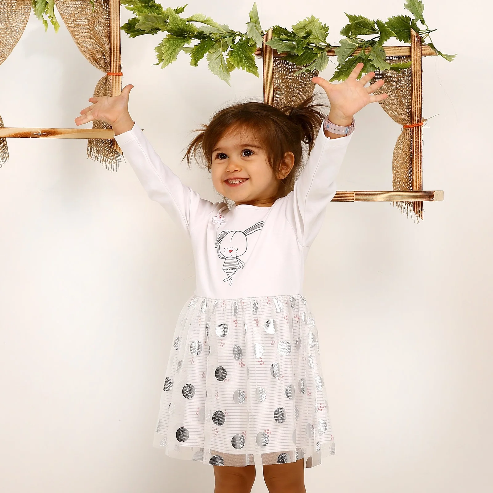 Ebebek HelloBaby/детальное платье с кроликом для маленьких девочек|Платья| |