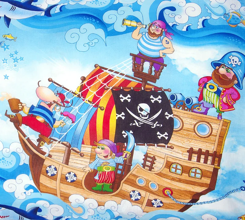 IV Дизайн Пираты Морская тематика Мальчикам. Стеганое покрывало из перкаля для