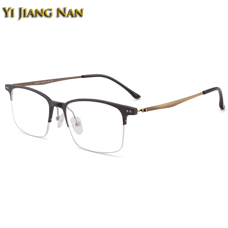 

Women Optical Eyewear Aluminum Magnesium Eyeglasses Men Half Rim Prescription Glasses Frame Spectacles Clear Lenses